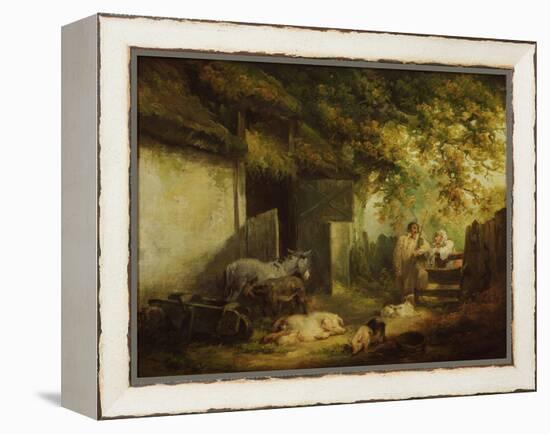 Farmyard, C.1790-91 (Oil on Canvas)-George Morland-Framed Premier Image Canvas