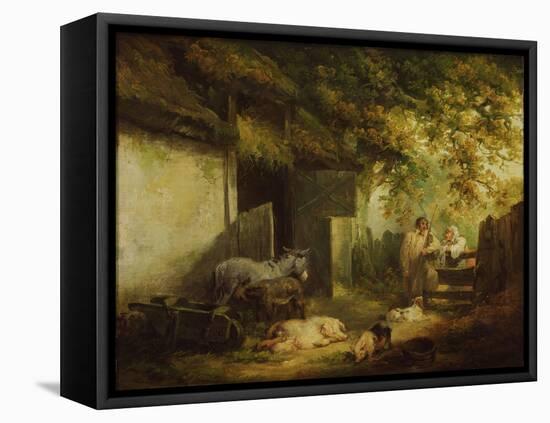 Farmyard, C.1790-91 (Oil on Canvas)-George Morland-Framed Premier Image Canvas