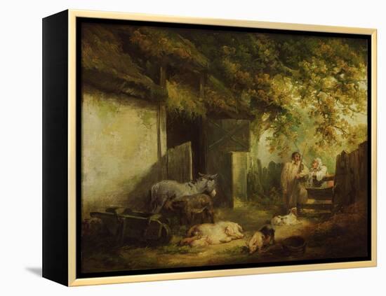 Farmyard, C.1790-91 (Oil on Canvas)-George Morland-Framed Premier Image Canvas