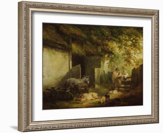 Farmyard, C.1790-91 (Oil on Canvas)-George Morland-Framed Giclee Print