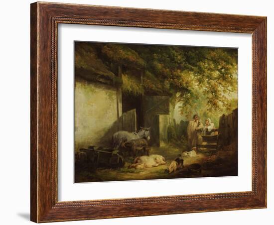 Farmyard, C.1790-91 (Oil on Canvas)-George Morland-Framed Giclee Print