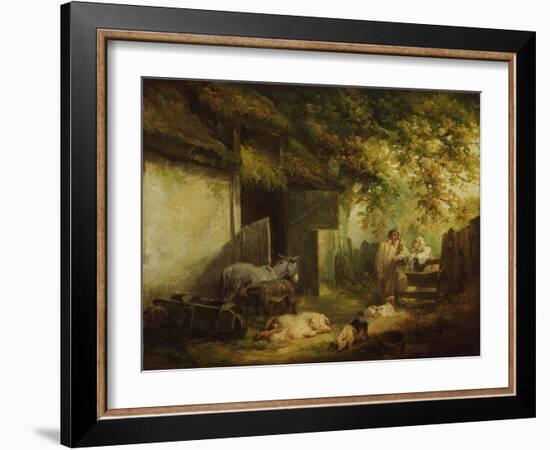 Farmyard, C.1790-91 (Oil on Canvas)-George Morland-Framed Giclee Print