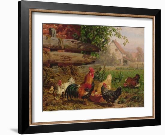 Farmyard Chickens-Carl Jutz-Framed Giclee Print
