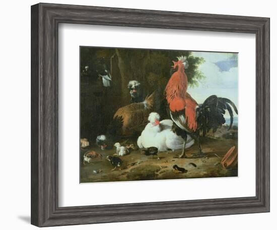 Farmyard Fowls with Pigeons-Melchior de Hondecoeter-Framed Giclee Print