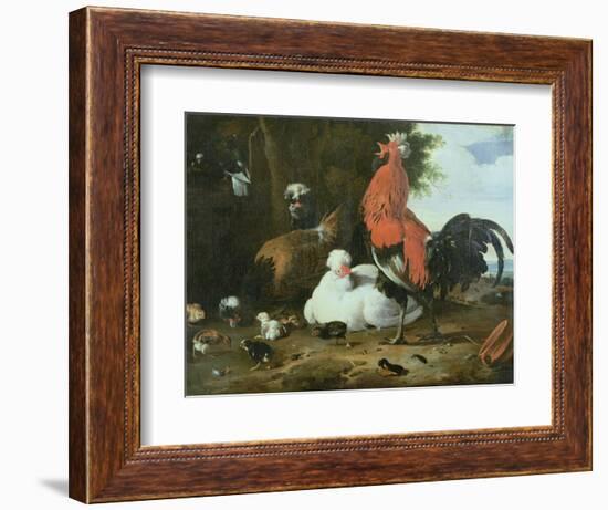 Farmyard Fowls with Pigeons-Melchior de Hondecoeter-Framed Giclee Print