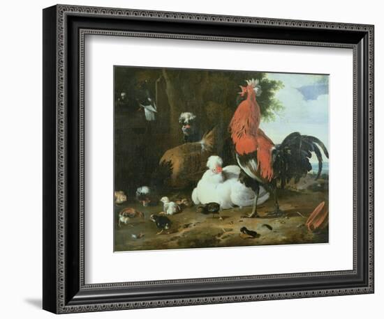 Farmyard Fowls with Pigeons-Melchior de Hondecoeter-Framed Giclee Print