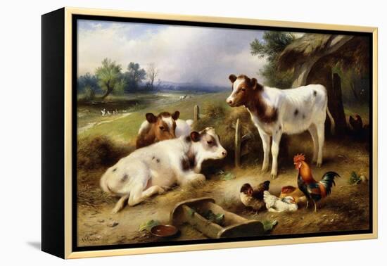 Farmyard Friends, 1923-Walter Hunt-Framed Premier Image Canvas