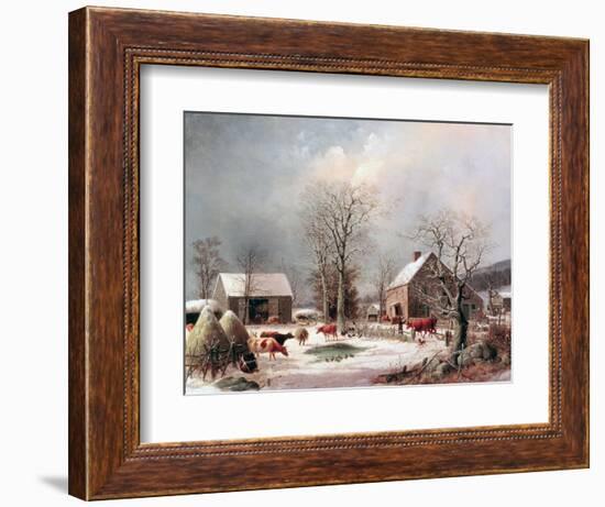 Farmyard in Winter-George Henry Durrie-Framed Giclee Print