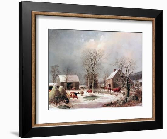 Farmyard in Winter-George Henry Durrie-Framed Giclee Print