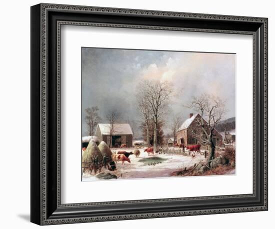 Farmyard in Winter-George Henry Durrie-Framed Giclee Print