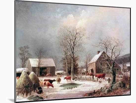 Farmyard in Winter-George Henry Durrie-Mounted Giclee Print