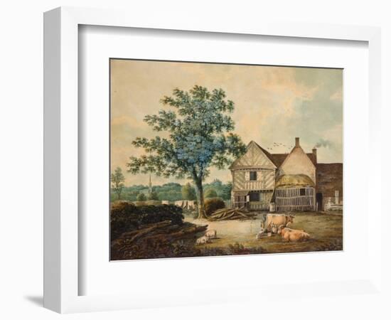 Farmyard near Aston Hall (W/C on Paper)-Joseph Wright-Framed Giclee Print