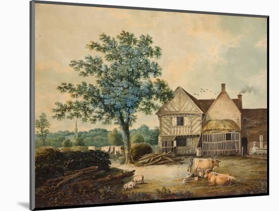 Farmyard near Aston Hall (W/C on Paper)-Joseph Wright-Mounted Giclee Print