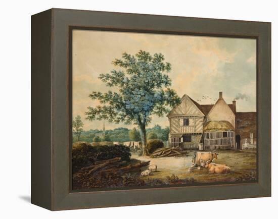 Farmyard near Aston Hall (W/C on Paper)-Joseph Wright-Framed Premier Image Canvas