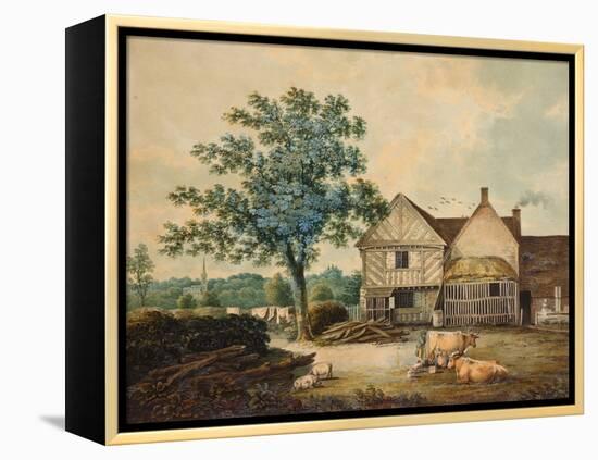 Farmyard near Aston Hall (W/C on Paper)-Joseph Wright-Framed Premier Image Canvas