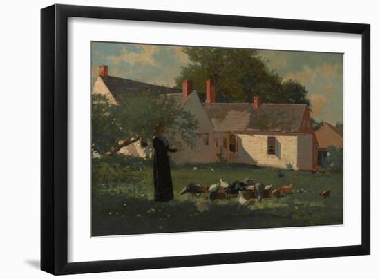 Farmyard Scene, C.1872-74 (Oil on Canvas)-Winslow Homer-Framed Giclee Print