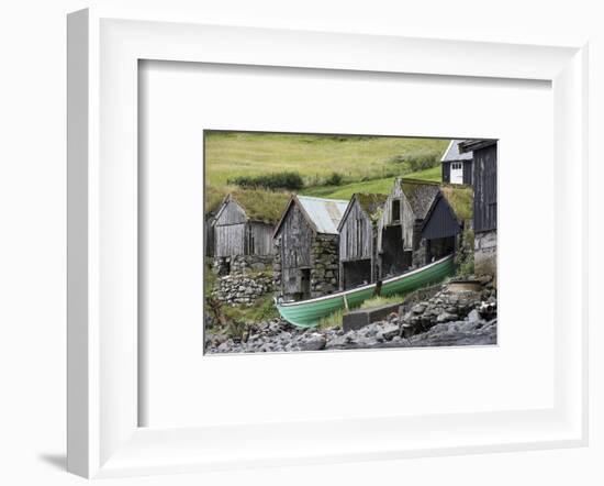 Faroes, Vagar, Bour, boathouses-olbor-Framed Photographic Print