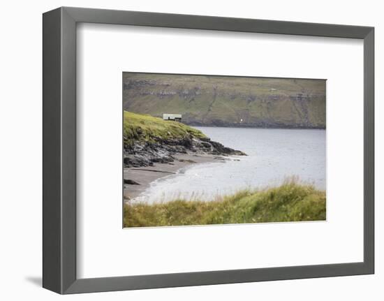 Faroes, Vagar, Bour, house, coast-olbor-Framed Photographic Print