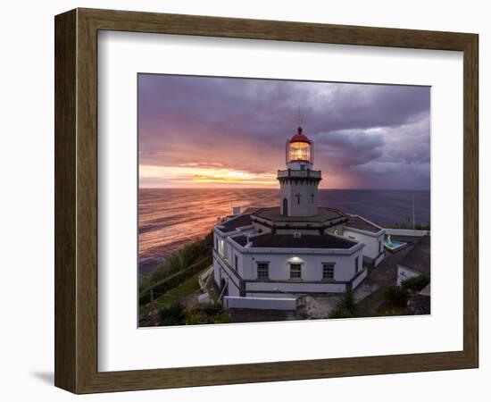 Farol do Arnel lighthouse at sunrise in a cloudy morning, Sao Miguel island, Azores, Portugal-Francesco Fanti-Framed Photographic Print