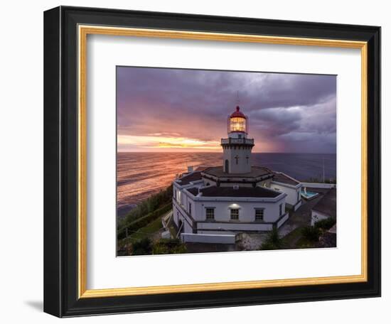 Farol do Arnel lighthouse at sunrise in a cloudy morning, Sao Miguel island, Azores, Portugal-Francesco Fanti-Framed Photographic Print