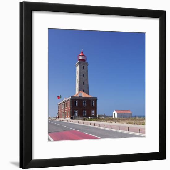 Farol Penedo da Saudade lighthouse, Sao Pedro de Moel, Atlantic Ocean, Portugal, Europe-Markus Lange-Framed Photographic Print