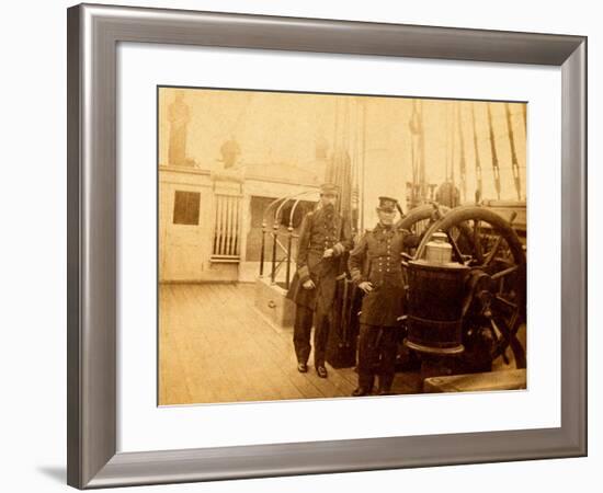 Farragut On The Deck Of The USS Hartford-McPherson & Oliver-Framed Art Print