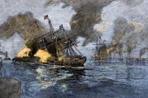 Farragut's Flagship USS "Hartford" Colliding with the Ironclad CSS "Tennessee", 1864