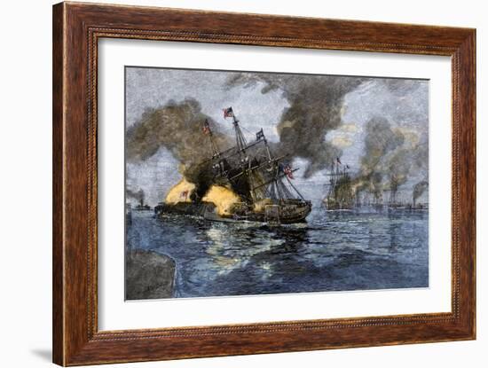 Farragut's Flagship USS "Hartford" Colliding with the Ironclad CSS "Tennessee", 1864-null-Framed Giclee Print