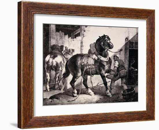 Farrier at Work Lithograph from Etudes De Cheveaux-Théodore Géricault-Framed Giclee Print