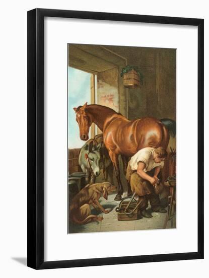 Farrier Shoeing Horse-null-Framed Art Print