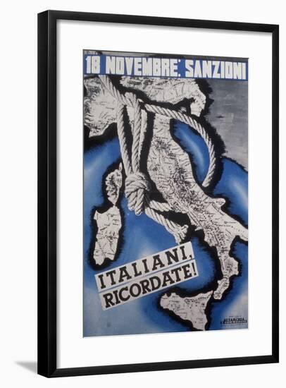 Fascist Poster Against Sanctions Instituted by League of Nations-null-Framed Giclee Print