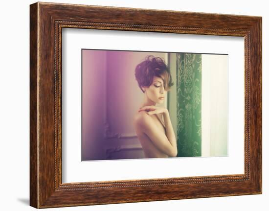 Fashion Art Photo of Young Sensual Lady in Classical Interior-George Mayer-Framed Photographic Print