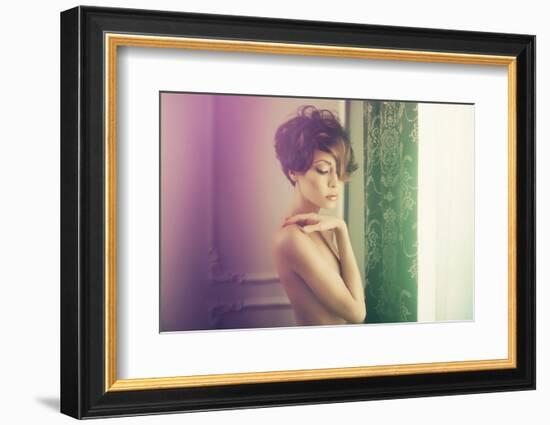 Fashion Art Photo of Young Sensual Lady in Classical Interior-George Mayer-Framed Photographic Print