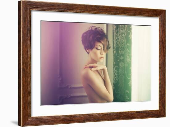 Fashion Art Photo of Young Sensual Lady in Classical Interior-George Mayer-Framed Photographic Print