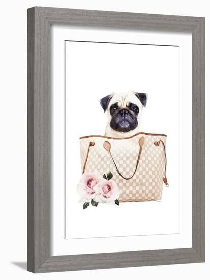 Fashion Bag with Pug-Amanda Greenwood-Framed Art Print