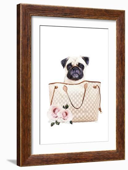 Fashion Bag with Pug-Amanda Greenwood-Framed Art Print