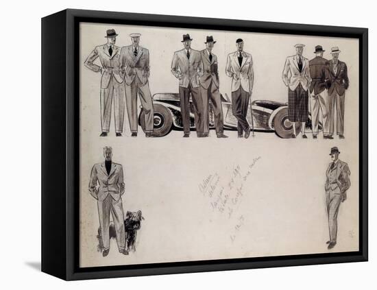 Fashion Design for 'Adam', Depicting Ten Male Models Standing by a Car-Ernst Deutsch-dryden-Framed Premier Image Canvas