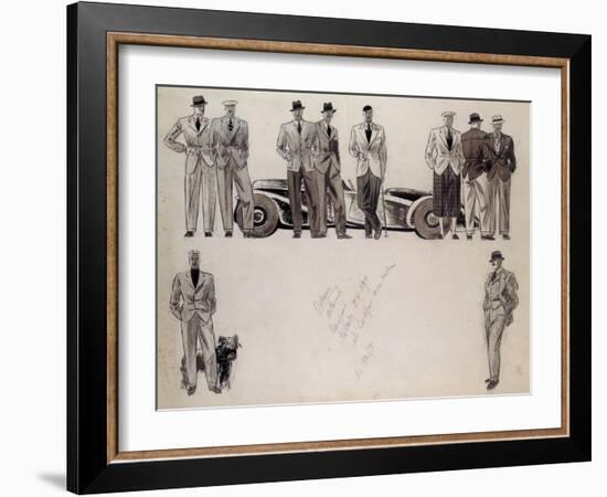 Fashion Design for 'Adam', Depicting Ten Male Models Standing by a Car-Ernst Deutsch-dryden-Framed Giclee Print