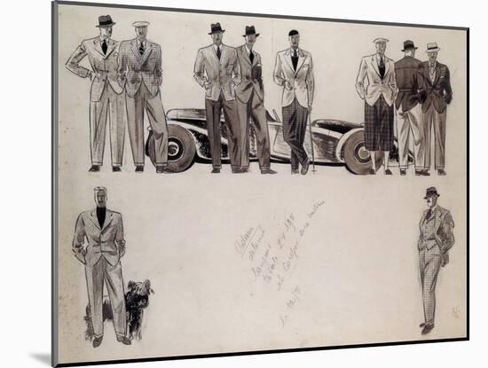 Fashion Design for 'Adam', Depicting Ten Male Models Standing by a Car-Ernst Deutsch-dryden-Mounted Giclee Print