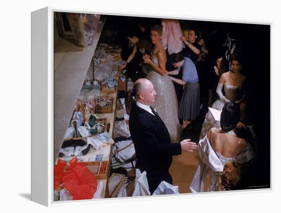 Fashion Designer Christian Dior and Staff at Rehearsal of New Collection Showing-Loomis Dean-Framed Premier Image Canvas