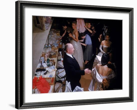 Fashion Designer Christian Dior and Staff at Rehearsal of New Collection Showing-Loomis Dean-Framed Premium Photographic Print