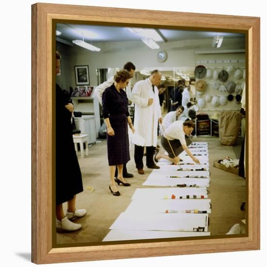 Fashion Designer Christian Dior Working on New Collection with Staff Prior to Showing-Loomis Dean-Framed Premier Image Canvas