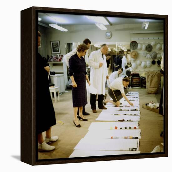 Fashion Designer Christian Dior Working on New Collection with Staff Prior to Showing-Loomis Dean-Framed Premier Image Canvas