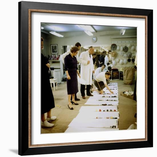 Fashion Designer Christian Dior Working on New Collection with Staff Prior to Showing-Loomis Dean-Framed Premium Photographic Print