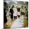 Fashion Designer Christian Dior Working on New Collection with Staff Prior to Showing-Loomis Dean-Mounted Premium Photographic Print