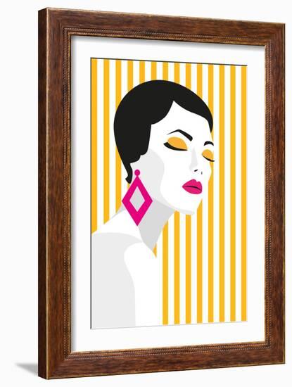 Fashion Girl. Bold, Minimal Style. Pop Art. Opart, Positive Negative Space and Colour. Trendy Strip-mary_stocker-Framed Art Print