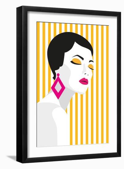 Fashion Girl. Bold, Minimal Style. Pop Art. Opart, Positive Negative Space and Colour. Trendy Strip-mary_stocker-Framed Art Print