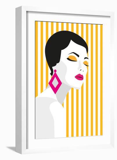 Fashion Girl. Bold, Minimal Style. Pop Art. Opart, Positive Negative Space and Colour. Trendy Strip-mary_stocker-Framed Art Print