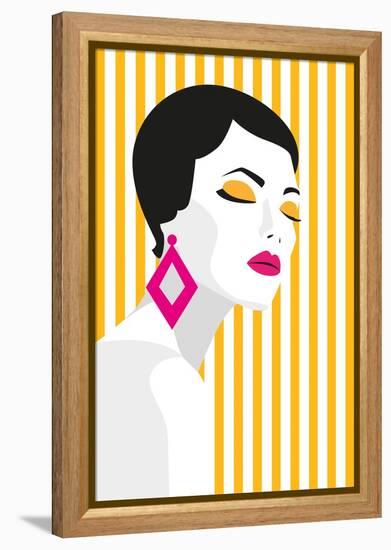 Fashion Girl. Bold, Minimal Style. Pop Art. Opart, Positive Negative Space and Colour. Trendy Strip-mary_stocker-Framed Stretched Canvas