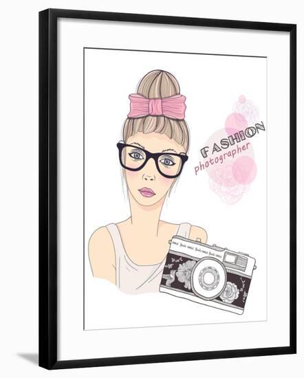 Fashion Girl Photographer-cherry blossom girl-Framed Art Print